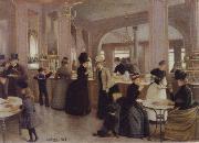 Jean Beraud the Patisserie Gloppe on the Champs-Elysees Sweden oil painting artist